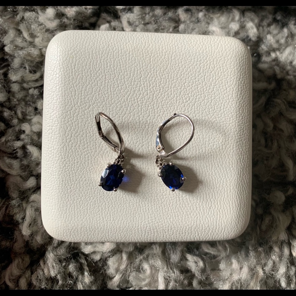 Lab created blue sapphire earrings